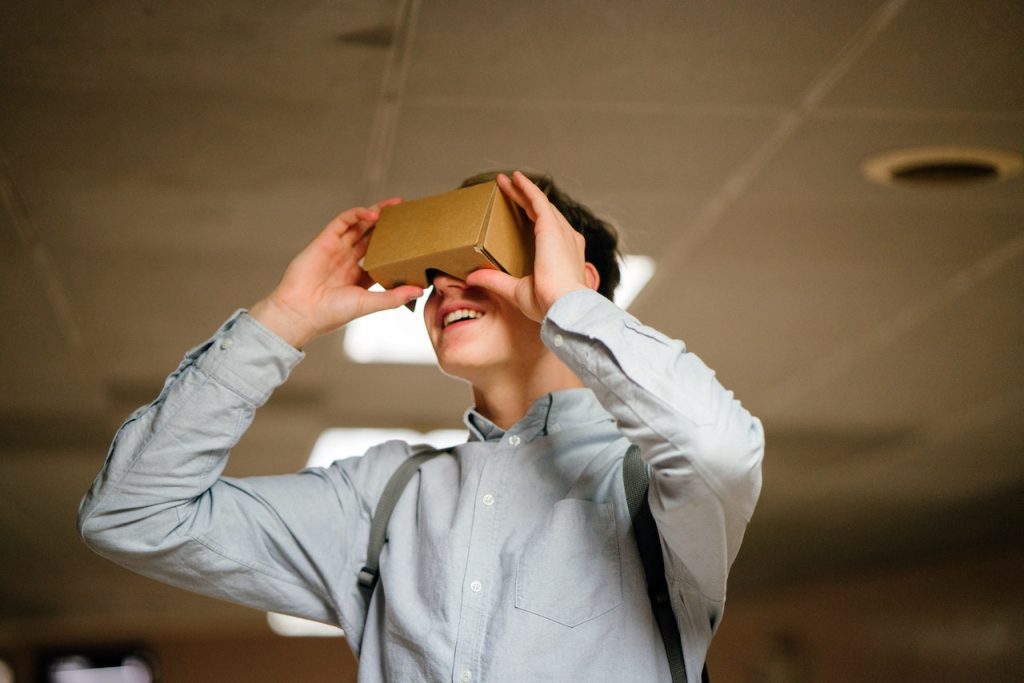 Man using virtual reality set